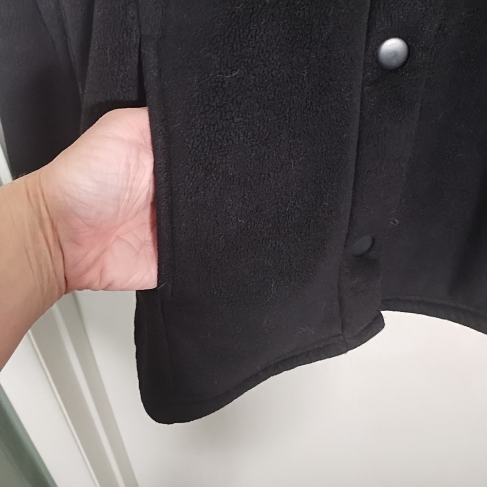 Cuddl Duds Women's XS Fleece Sherpa Snap Front Hooded Black Jacket - Picture 4 of 10